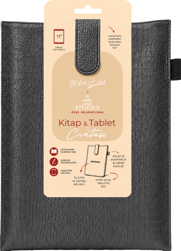 Yeni Nesil Kitap ve Tablet Çantası - Özel Deri Dokulu (ANTRASİT)