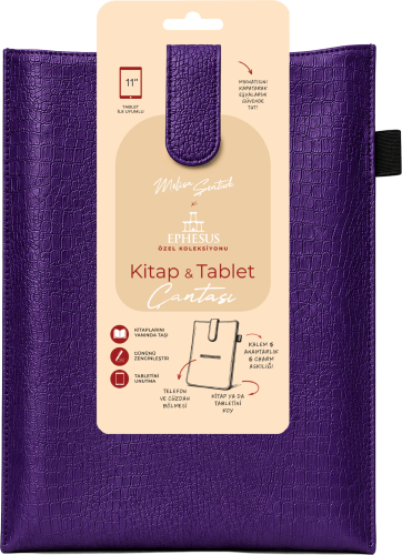 Yeni Nesil Kitap ve Tablet Çantası - Özel Deri Dokulu (MOR)