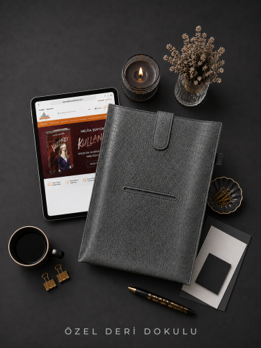 Yeni Nesil Kitap ve Tablet Çantası - Özel Deri Dokulu (ANTRASİT)