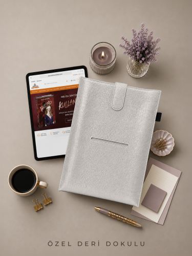 Yeni Nesil Kitap ve Tablet Çantası - Özel Deri Dokulu (GÜMÜŞ)